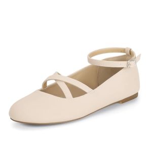ShowHow Womens Mary Jane Flats Round Toe Mary Jane Shoes Ankle Strap Ballet Flats Shoes Wedding Casual Office Dress Shoes